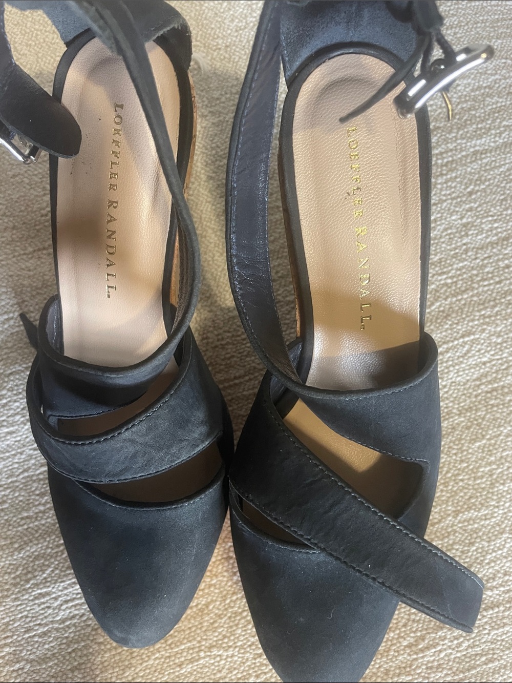 Loeffler Randall Black Suede Ankle-Strap Heels